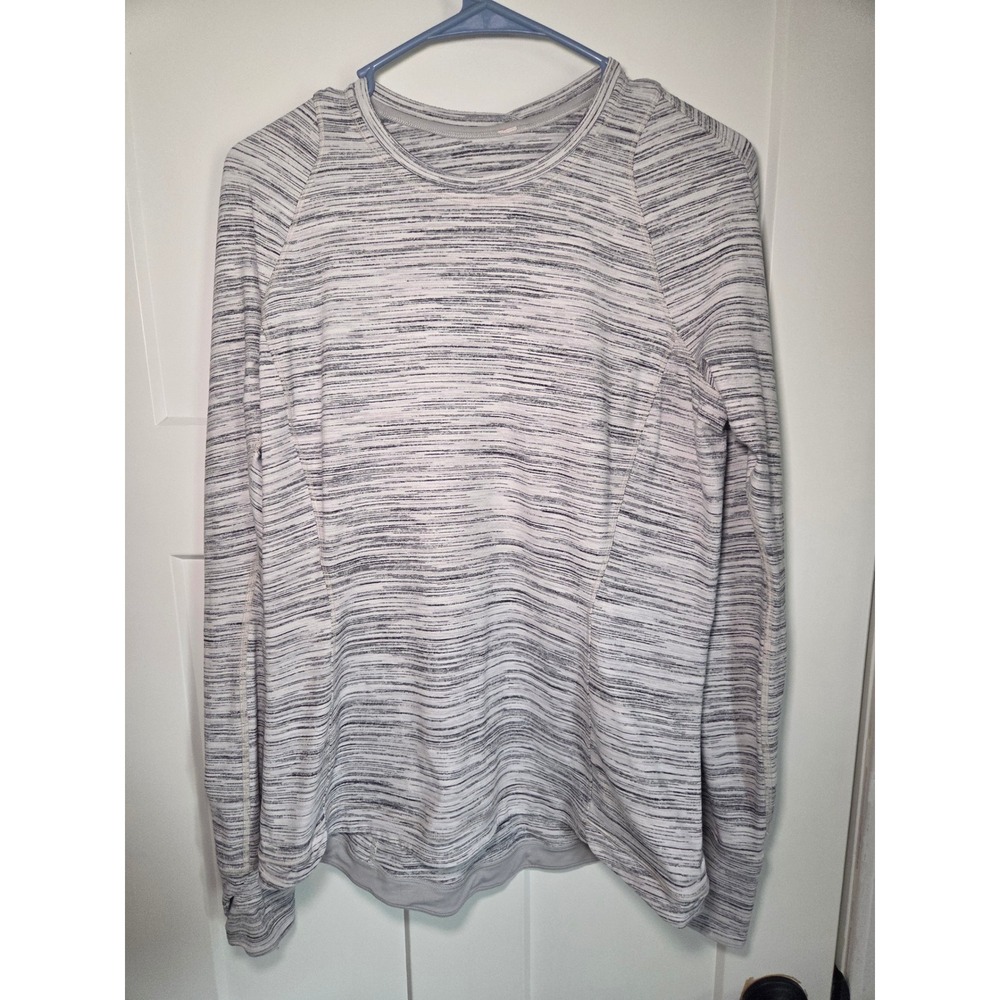 Lululemon Gray Space Dye Long Sleeve Activewear Top with Thumbholes Size 12